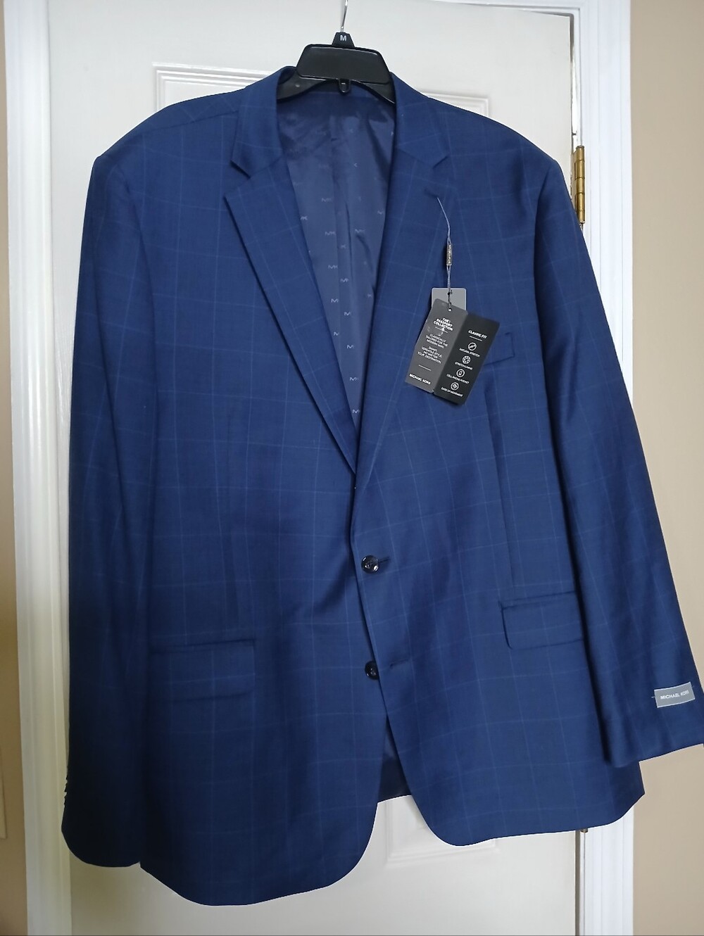 Michael Kors Men's Blue Plaid Wool Blend Blazer Sport Coat Suit Jacket Size 50L